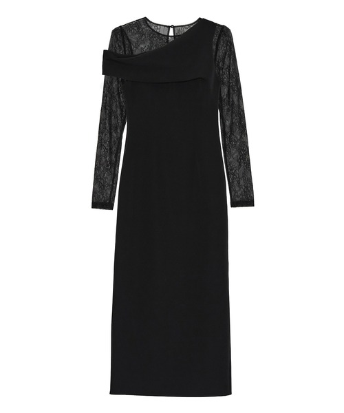 セール】【LEJA】アシンメトリーレースレイヤードフロントスリット