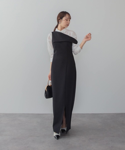 セール】【LEJA】アシンメトリーレースレイヤードフロントスリット