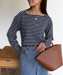 Chez toi（シェトワ）の「スクエアボーダーカットソー（Tシャツ/カットソー）」