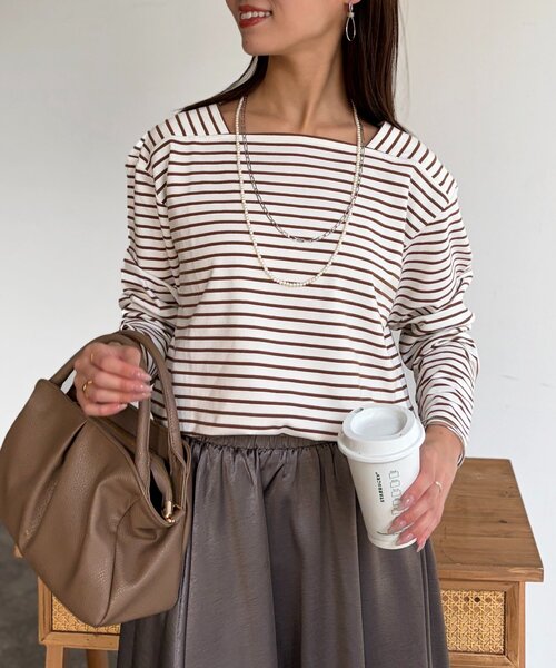 Chez toi（シェトワ）の「スクエアボーダーカットソー（Tシャツ/カットソー・レディース・アイボリー/ネイビー/ホワイト・FREE）」の22枚目の写真