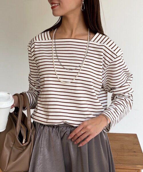 Chez toi（シェトワ）の「スクエアボーダーカットソー（Tシャツ/カットソー・レディース・アイボリー/ネイビー/ホワイト・FREE）」の21枚目の写真