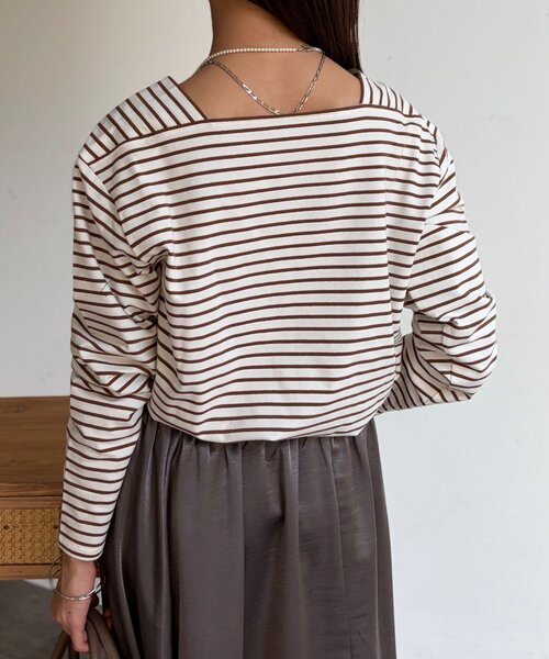 Chez toi（シェトワ）の「スクエアボーダーカットソー（Tシャツ/カットソー・レディース・アイボリー/ネイビー/ホワイト・FREE）」の18枚目の写真