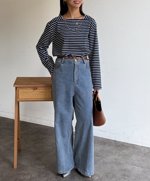 Chez toi（シェトワ）の「スクエアボーダーカットソー（Tシャツ/カットソー・レディース・アイボリー/ネイビー/ホワイト・FREE）」の7枚目の写真