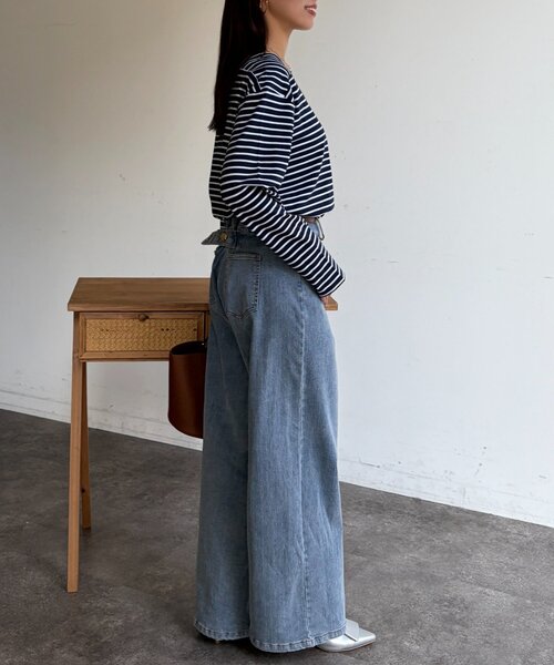 Chez toi（シェトワ）の「スクエアボーダーカットソー（Tシャツ/カットソー・レディース・アイボリー/ネイビー/ホワイト・FREE）」の5枚目の写真