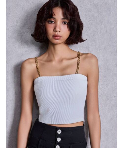 GYDA（ジェイダ）の「chainストラップテレコビスチェ（チューブトップ・レディース・その他/ブラック/その他2/その他1/オフホワイト・FREE）」の2枚目の写真