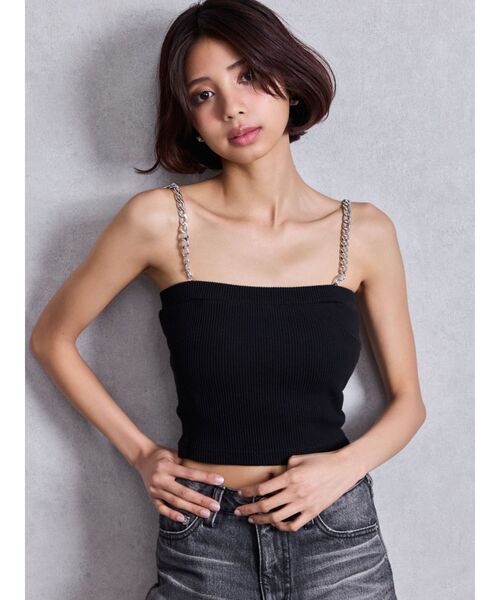 GYDA（ジェイダ）の「chainストラップテレコビスチェ（チューブトップ・レディース・その他/ブラック/その他2/その他1/オフホワイト・FREE）」の3枚目の写真