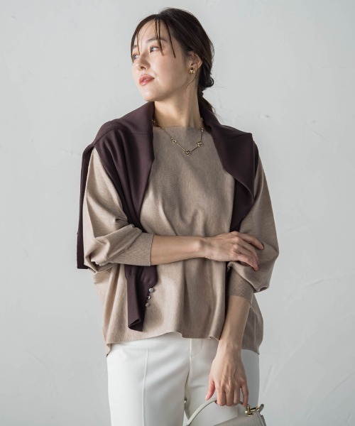 LAUTREAMONT(ロートレアモン)の「【WEB限定】エレカットドルマンニット(ニット/セーター・レディース・キャメル/グリーン/ホワイト/ブラック/イエロー・9号/11号)」の5枚目の写真