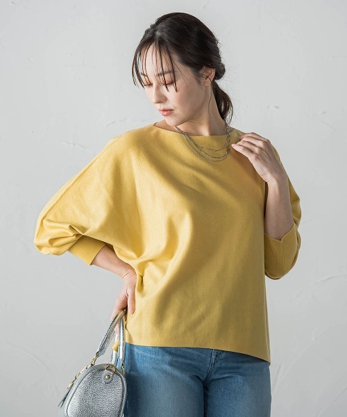 LAUTREAMONT(ロートレアモン)の「【WEB限定】エレカットドルマンニット(ニット/セーター・レディース・キャメル/グリーン/ホワイト/ブラック/イエロー・9号/11号)」の4枚目の写真