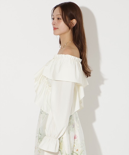 AND COUTURE(アンドクチュール)の「フリルクロスブラウス(シャツ/ブラウス・レディース・イエロー/ネイビー/オフホワイト・FREE)」の19枚目の写真