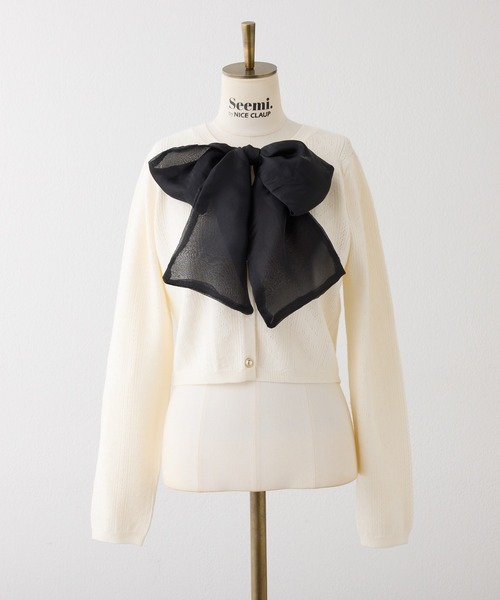 Seemi. byNICECLAUP（ シーミーバイナイスクラップ）の「【Seemi.】ケープ付きアイレットカーディガン（カーディガン/ボレロ・レディース・アイボリー/ベージュ/ラベンダー・FREE）」の11枚目の写真
