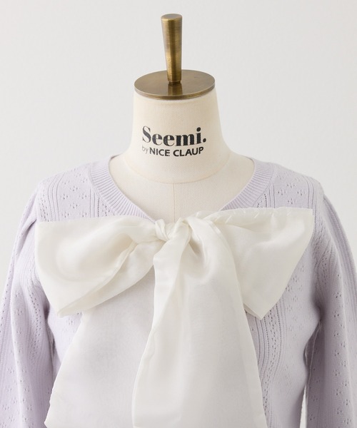 Seemi. byNICECLAUP（ シーミーバイナイスクラップ）の「【Seemi.】ケープ付きアイレットカーディガン（カーディガン/ボレロ・レディース・アイボリー/ベージュ/ラベンダー・FREE）」の13枚目の写真