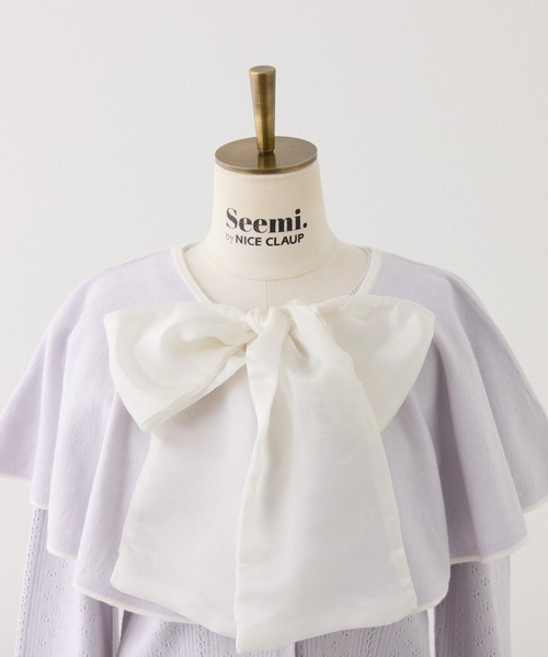 Seemi. byNICECLAUP（ シーミーバイナイスクラップ）の「【Seemi.】ケープ付きアイレットカーディガン（カーディガン/ボレロ・レディース・アイボリー/ベージュ/ラベンダー・FREE）」の14枚目の写真