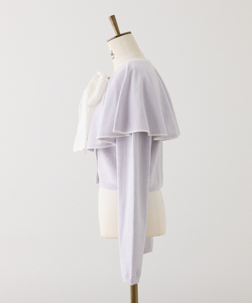 Seemi. byNICECLAUP（ シーミーバイナイスクラップ）の「【Seemi.】ケープ付きアイレットカーディガン（カーディガン/ボレロ・レディース・アイボリー/ベージュ/ラベンダー・FREE）」の7枚目の写真