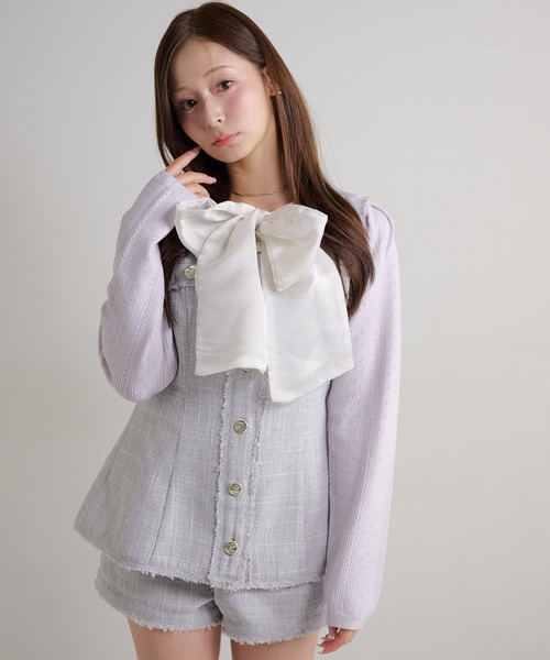 Seemi. byNICECLAUP（ シーミーバイナイスクラップ）の「【Seemi.】ケープ付きアイレットカーディガン（カーディガン/ボレロ・レディース・アイボリー/ベージュ/ラベンダー・FREE）」の17枚目の写真