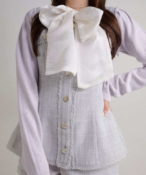 Seemi. byNICECLAUP（ シーミーバイナイスクラップ）の「【Seemi.】ケープ付きアイレットカーディガン（カーディガン/ボレロ・レディース・アイボリー/ベージュ/ラベンダー・FREE）」の19枚目の写真