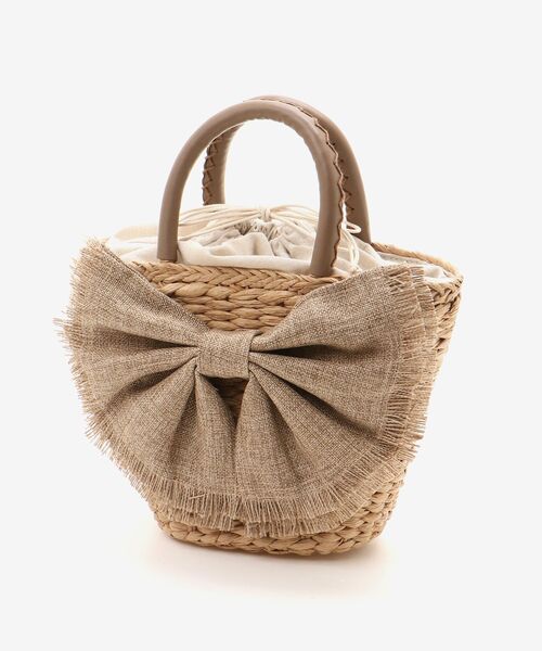 le.coeur blanc(ルクールブラン)の「リボン付きバケツ型トートバック(トートバッグ・レディース・ベージュ/ブラック・FREE)」の3枚目の写真