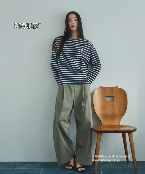 Doux archives(ドゥアルシーヴ)の「SNOOPYコラボL/S Tee(Tシャツ/カットソー・レディース・ネイビー×ホワイト/グレー/ブラック・FREE)」の4枚目の写真