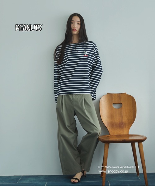 Doux archives(ドゥアルシーヴ)の「SNOOPYコラボL/S Tee(Tシャツ/カットソー・レディース・ネイビー×ホワイト/グレー/ブラック・FREE)」の5枚目の写真