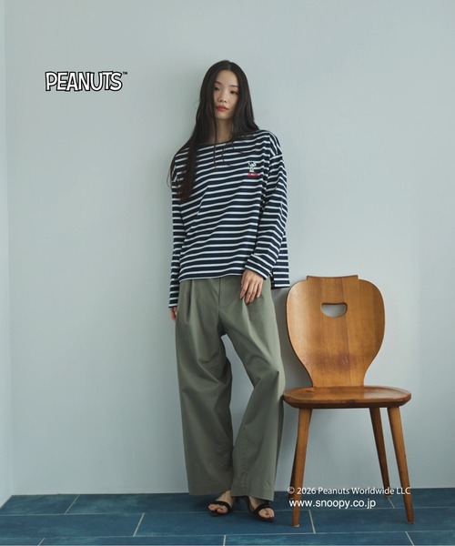 Doux archives(ドゥアルシーヴ)の「SNOOPYコラボL/S Tee(Tシャツ/カットソー・レディース・ネイビー×ホワイト/グレー/ブラック・FREE)」の7枚目の写真