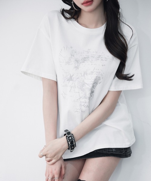 VEILA（ヴェイラ）の「ヴィンテージ風 プリントTシャツ（Tシャツ/カットソー・レディース・ホワイト・フリー）」の9枚目の写真