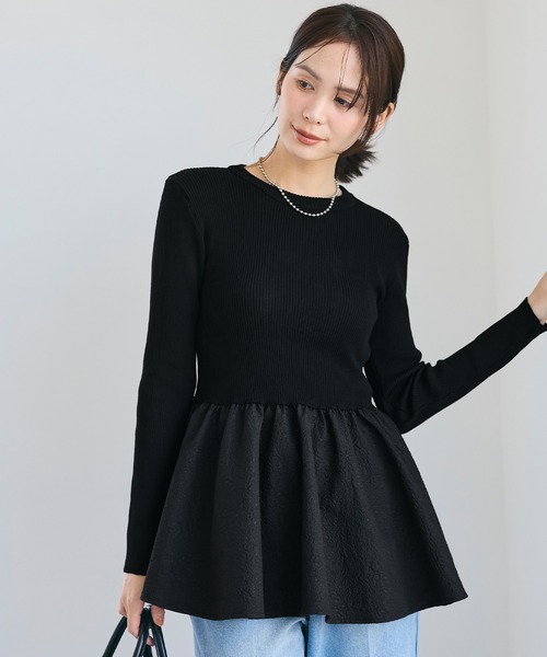 coca（coca）（コカ）の「エンボスドッキングフレアニット（ニット/セーター・レディース・ブラック/ネイビー・L/M/S）」の9枚目の写真