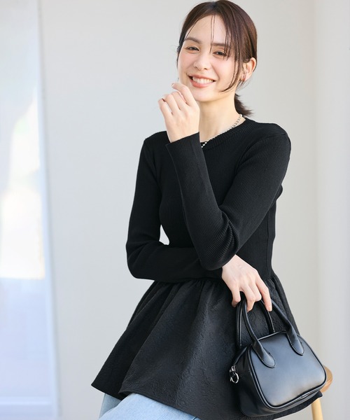 coca（coca）（コカ）の「エンボスドッキングフレアニット（ニット/セーター・レディース・ブラック/ネイビー・L/M/S）」の12枚目の写真