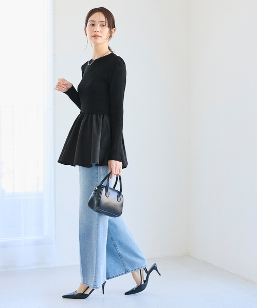 coca（coca）（コカ）の「エンボスドッキングフレアニット（ニット/セーター・レディース・ブラック/ネイビー・L/M/S）」の13枚目の写真