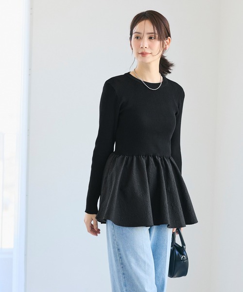 coca（coca）（コカ）の「エンボスドッキングフレアニット（ニット/セーター・レディース・ブラック/ネイビー・L/M/S）」の14枚目の写真