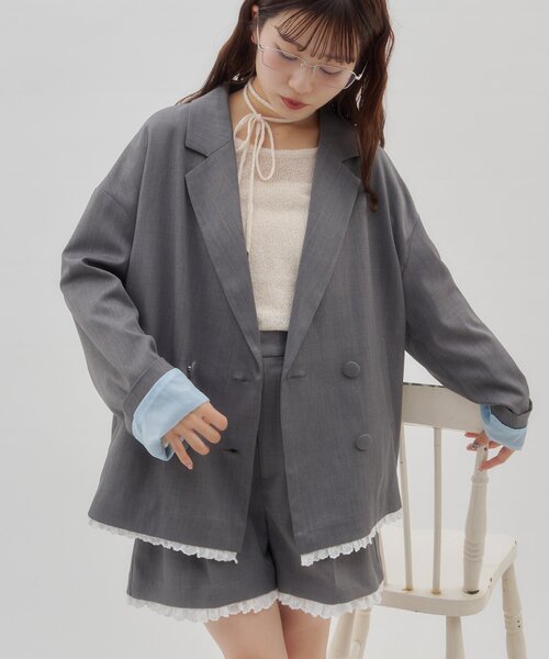 umm./セットアップ対応】裾レースジャケット（テーラードジャケット