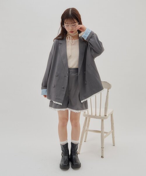 umm./セットアップ対応】裾レースジャケット（テーラードジャケット