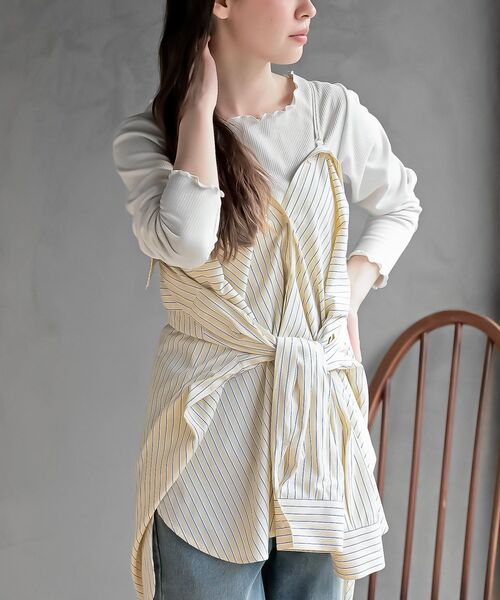 rps（アールピーエス）の「ストライプ２ＷＡＹシャツ（シャツ/ブラウス・レディース・イエロー/オフホワイト/ブルー・フリー）」の3枚目の写真
