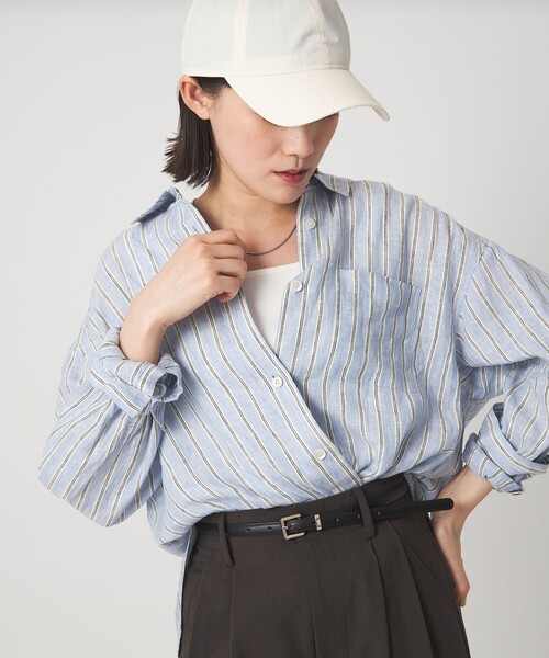 green label relaxing（グリーンレーベルリラクシング）の「【結論シリーズ】リネン2WAYシャツ［size SHORTあり］（シャツ/ブラウス・レディース・ナチュラル/ライトブルー/ライトピンク/ブラウン/ライム/ダークグレー/その他1・FREE/SHORT）」の7枚目の写真