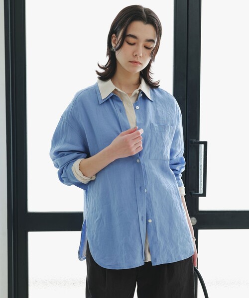 green label relaxing（グリーンレーベルリラクシング）の「【結論シリーズ】リネン2WAYシャツ［size SHORTあり］（シャツ/ブラウス・レディース・ナチュラル/ライトブルー/ライトピンク/ブラウン/ライム/ダークグレー/その他1・FREE/SHORT）」の10枚目の写真