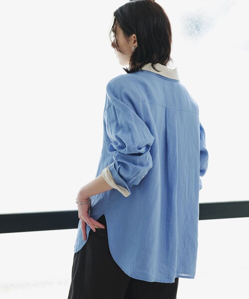 green label relaxing（グリーンレーベルリラクシング）の「【結論シリーズ】リネン2WAYシャツ［size SHORTあり］（シャツ/ブラウス・レディース・ナチュラル/ライトブルー/ライトピンク/ブラウン/ライム/ダークグレー/その他1・FREE/SHORT）」の11枚目の写真