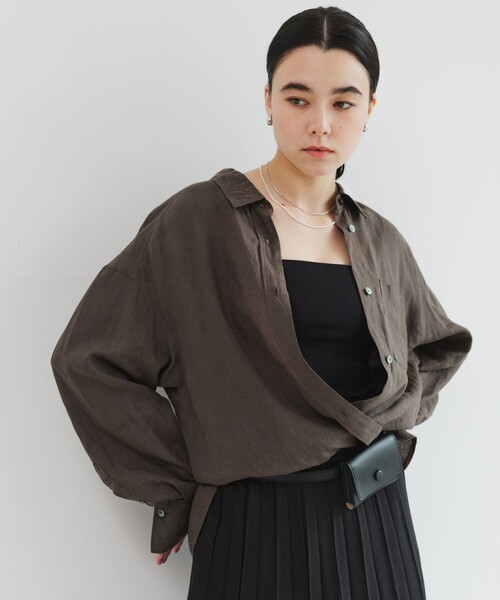 green label relaxing（グリーンレーベルリラクシング）の「【結論シリーズ】リネン2WAYシャツ［size SHORTあり］（シャツ/ブラウス・レディース・ナチュラル/ライトブルー/ライトピンク/ブラウン/ライム/ダークグレー/その他1・FREE/SHORT）」の18枚目の写真
