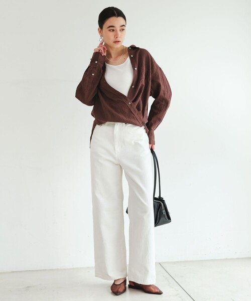 green label relaxing（グリーンレーベルリラクシング）の「［size SHORTあり］リネン2WAYシャツ（シャツ/ブラウス・レディース・ナチュラル/ライトブルー/ライトピンク/ブラウン/ライム/ダークグレー/その他1・FREE/SHORT）」の11枚目の写真
