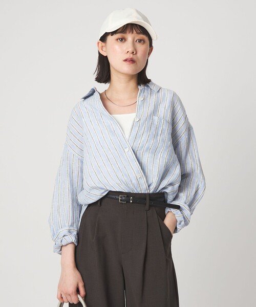 green label relaxing（グリーンレーベルリラクシング）の「［size SHORTあり］リネン2WAYシャツ（シャツ/ブラウス・レディース・ナチュラル/ライトブルー/ライトピンク/ブラウン/ライム/ダークグレー/その他1・FREE/SHORT）」の15枚目の写真