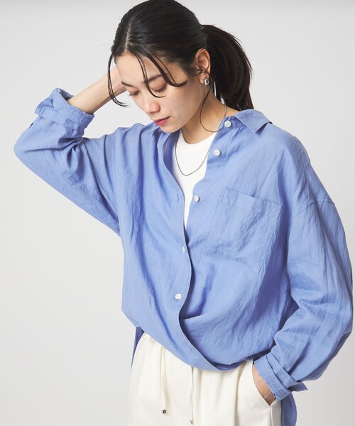 green label relaxing（グリーンレーベルリラクシング）の「［size SHORTあり］リネン2WAYシャツ（シャツ/ブラウス・レディース・ナチュラル/ライトブルー/ライトピンク/ブラウン/ライム/ダークグレー/その他1・FREE/SHORT）」の17枚目の写真