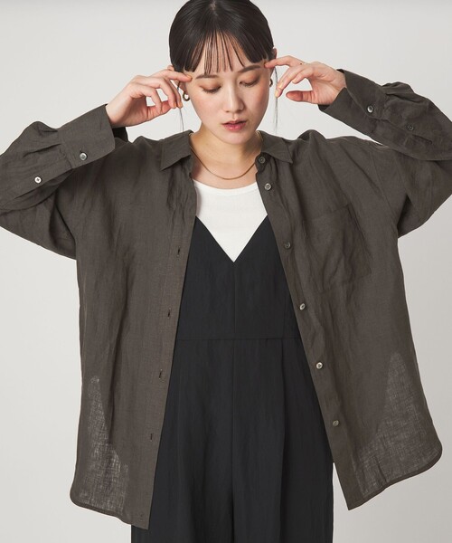 green label relaxing（グリーンレーベルリラクシング）の「［size SHORTあり］リネン2WAYシャツ（シャツ/ブラウス・レディース・ナチュラル/ライトブルー/ライトピンク/ブラウン/ライム/ダークグレー/その他1・FREE/SHORT）」の19枚目の写真