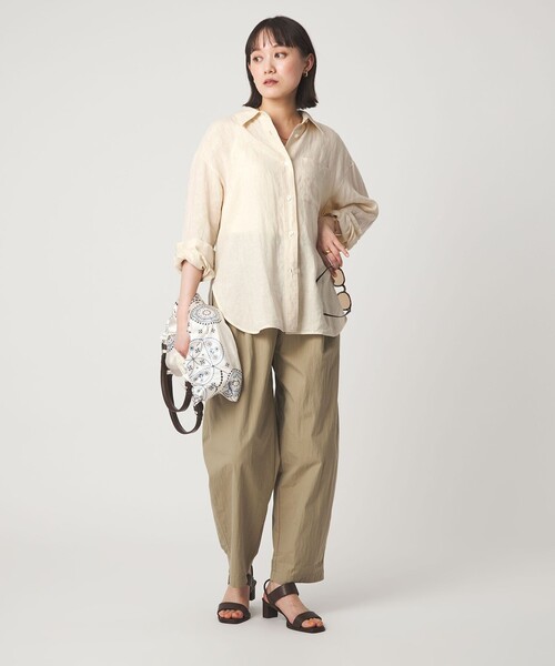green label relaxing（グリーンレーベルリラクシング）の「［size SHORTあり］リネン2WAYシャツ（シャツ/ブラウス・レディース・ナチュラル/ライトブルー/ライトピンク/ブラウン/ライム/ダークグレー/その他1・FREE/SHORT）」の21枚目の写真