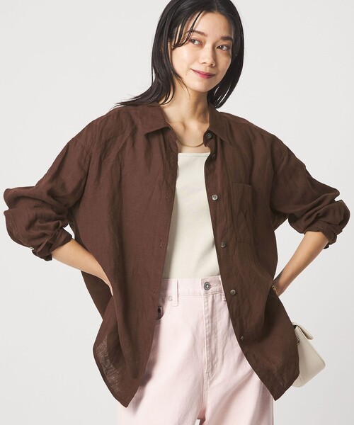 green label relaxing（グリーンレーベルリラクシング）の「［size SHORTあり］リネン2WAYシャツ（シャツ/ブラウス・レディース・ナチュラル/ライトブルー/ライトピンク/ブラウン/ライム/ダークグレー/その他1・FREE/SHORT）」の22枚目の写真