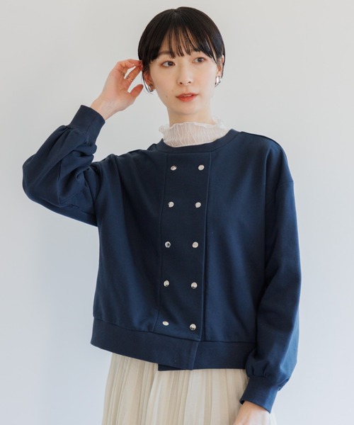 Paradise Picnic(パラダイスピクニック)の「前後2WAYダブルスナップ釦プルオーバー(スウェット・レディース・ベージュ/ネイビー/ピンク・FREE)」の2枚目の写真