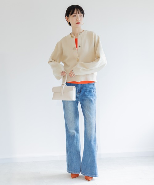 Paradise Picnic（パラダイスピクニック）の「ビッグ釦ダイバーニットカーディガン（カーディガン/ボレロ・レディース・アイボリー/ブラック/チャコールグレー・FREE）」の15枚目の写真