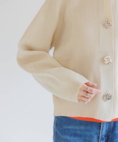 Paradise Picnic（パラダイスピクニック）の「ビッグ釦ダイバーニットカーディガン（カーディガン/ボレロ・レディース・アイボリー/ブラック/チャコールグレー・FREE）」の9枚目の写真