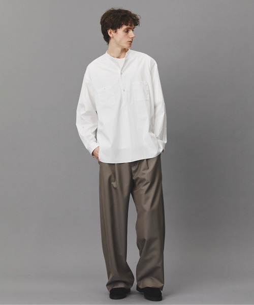 PUBLIC TOKYO（パブリックトウキョウ）の「Suvin Giza Band Skipper Shirts（シャツ/ブラウス・メンズ・ホワイト/ストライプ・S/M）」の4枚目の写真