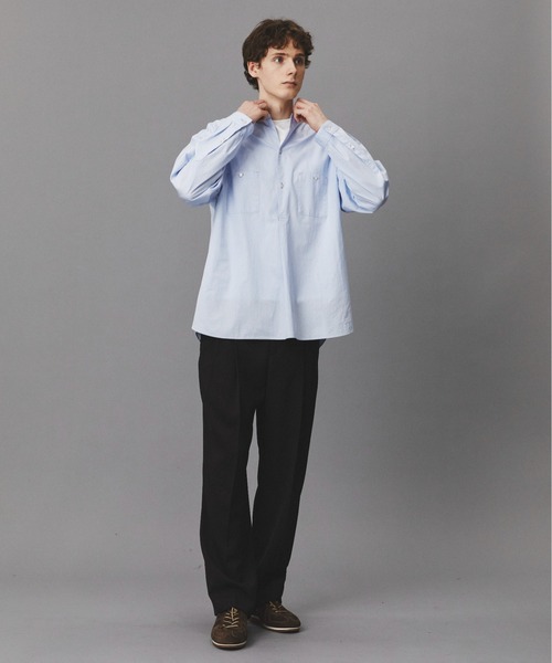 PUBLIC TOKYO（パブリックトウキョウ）の「Suvin Giza Band Skipper Shirts（シャツ/ブラウス・メンズ・ホワイト/ストライプ・S/M）」の6枚目の写真