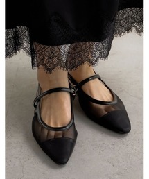 Re:EDIT | シアーメッシュポインテッドトゥ細ストラップミュールサンダル(パンプス)