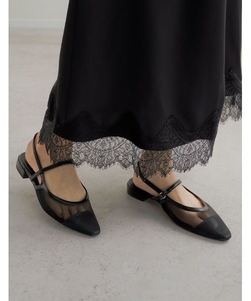 Re:EDIT（リエディ）の「シアーメッシュポインテッドトゥ細ストラップミュールサンダル（パンプス・レディース・ブラウン/ブラック・X-LARGE/LARGE/MEDIUM/SMALL）」の5枚目の写真