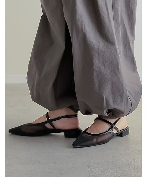 Re:EDIT（リエディ）の「シアーメッシュポインテッドトゥ細ストラップミュールサンダル（パンプス・レディース・ブラウン/ブラック・X-LARGE/LARGE/MEDIUM/SMALL）」の9枚目の写真