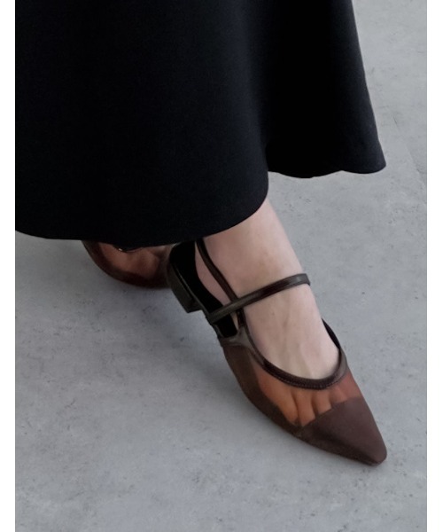 Re:EDIT（リエディ）の「シアーメッシュポインテッドトゥ細ストラップミュールサンダル（パンプス・レディース・ブラウン/ブラック・X-LARGE/LARGE/MEDIUM/SMALL）」の15枚目の写真